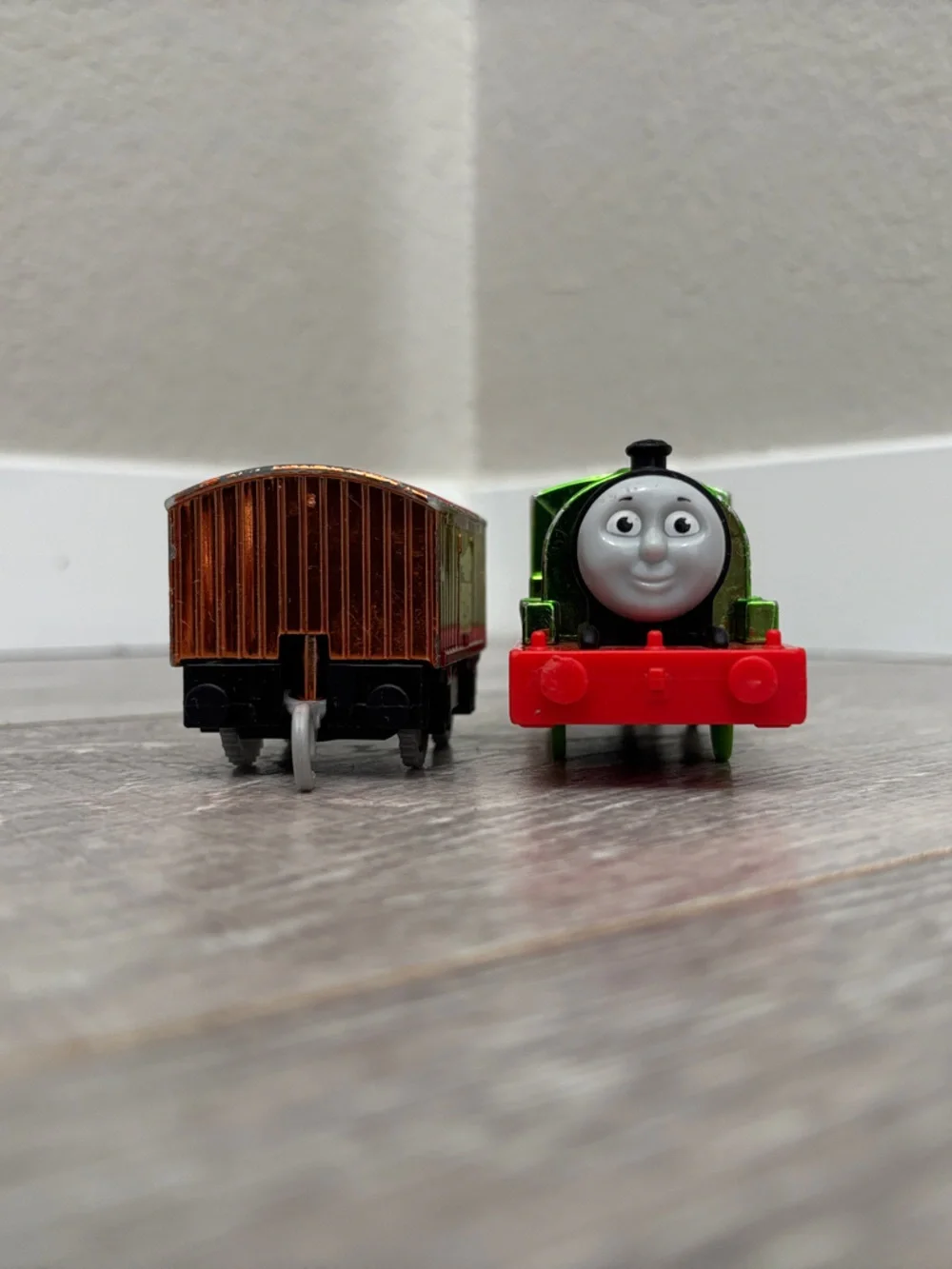 Metallic Motorized Trackmaster Percy and Tender - Thomas & Friends WORKS!